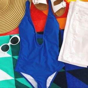 Deep V-Neck One Piece Swimsuit